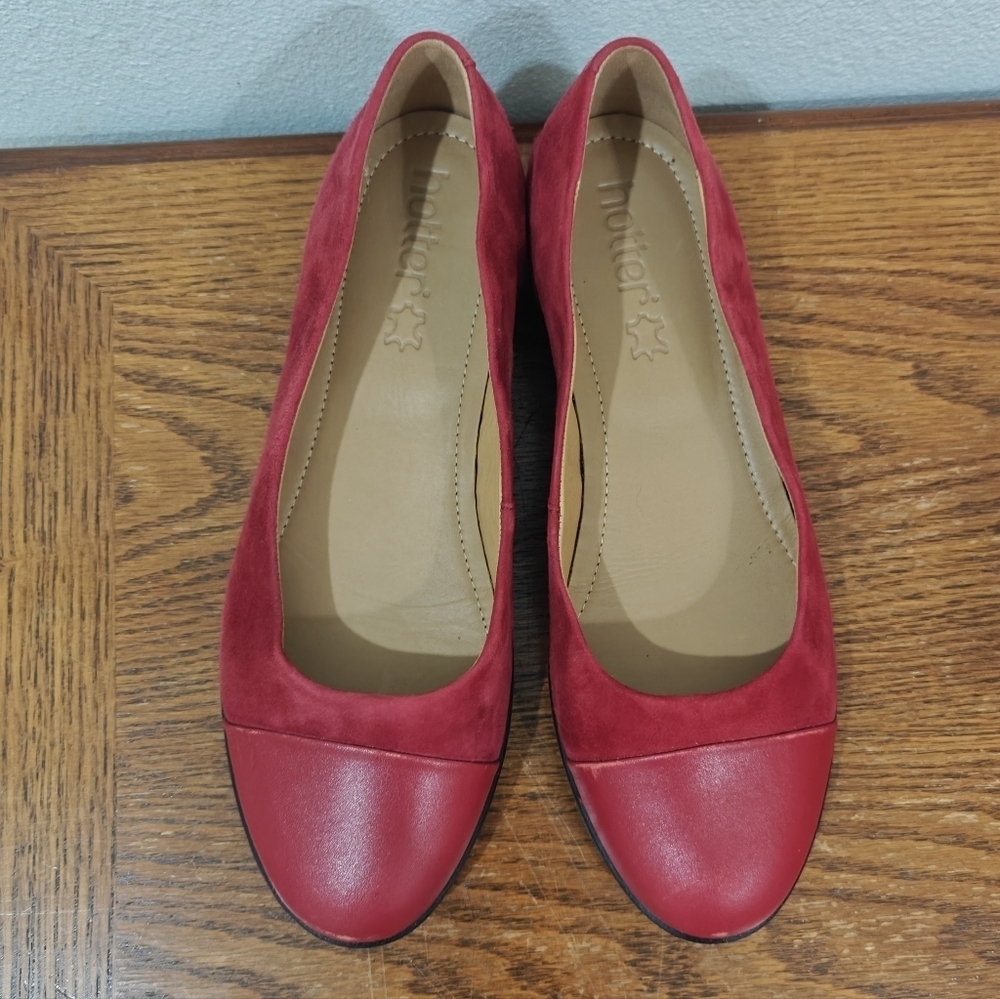 Hotter Angel Loafer Suede Size US 10 UK 8 Flats Red Hot England Coquette